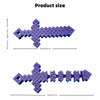 A blue pixel art extendable sword made of interlocking joints, shown with dimensions.
