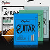 A box of Orphee electric guitar strings, including RX15 and other sizes, displayed next to guitar strings.