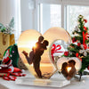 A heart-shaped photo frame silicone mold casting a silhouette of two people against a sunset background.