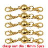 Five gold-colored magnetic clasps for jewelry making, featuring a clasp out diameter of 8mm.