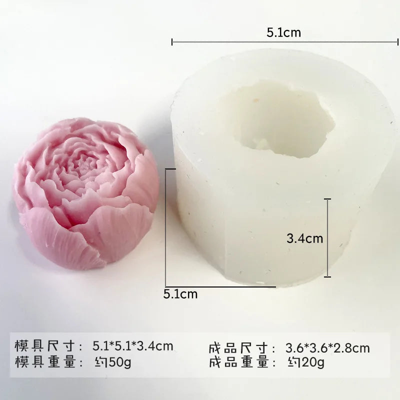 3D Peony Silicone Mold for Candle & Cake Making