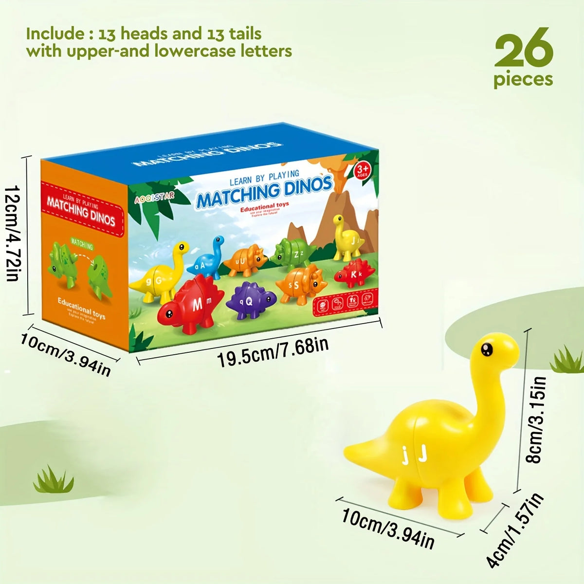 Dinosaur Letter & Number Matching Game for Early Learning