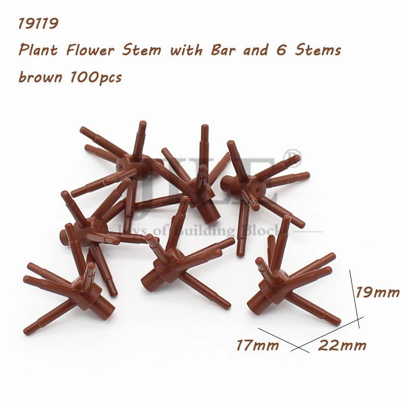 Brown plant flower stems with bars and six individual stems for building blocks
