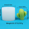A white silicone mold shaped like a cactus or succulent, shown next to its dimensions and weight.
