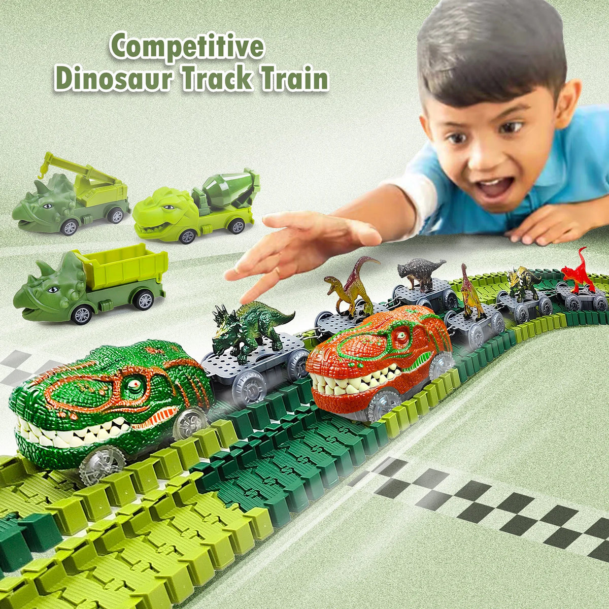 Dino Race Track Toy with Electric Climbing Car