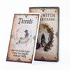 A deck of Threads oracle cards featuring mystical imagery and text on a dark background.