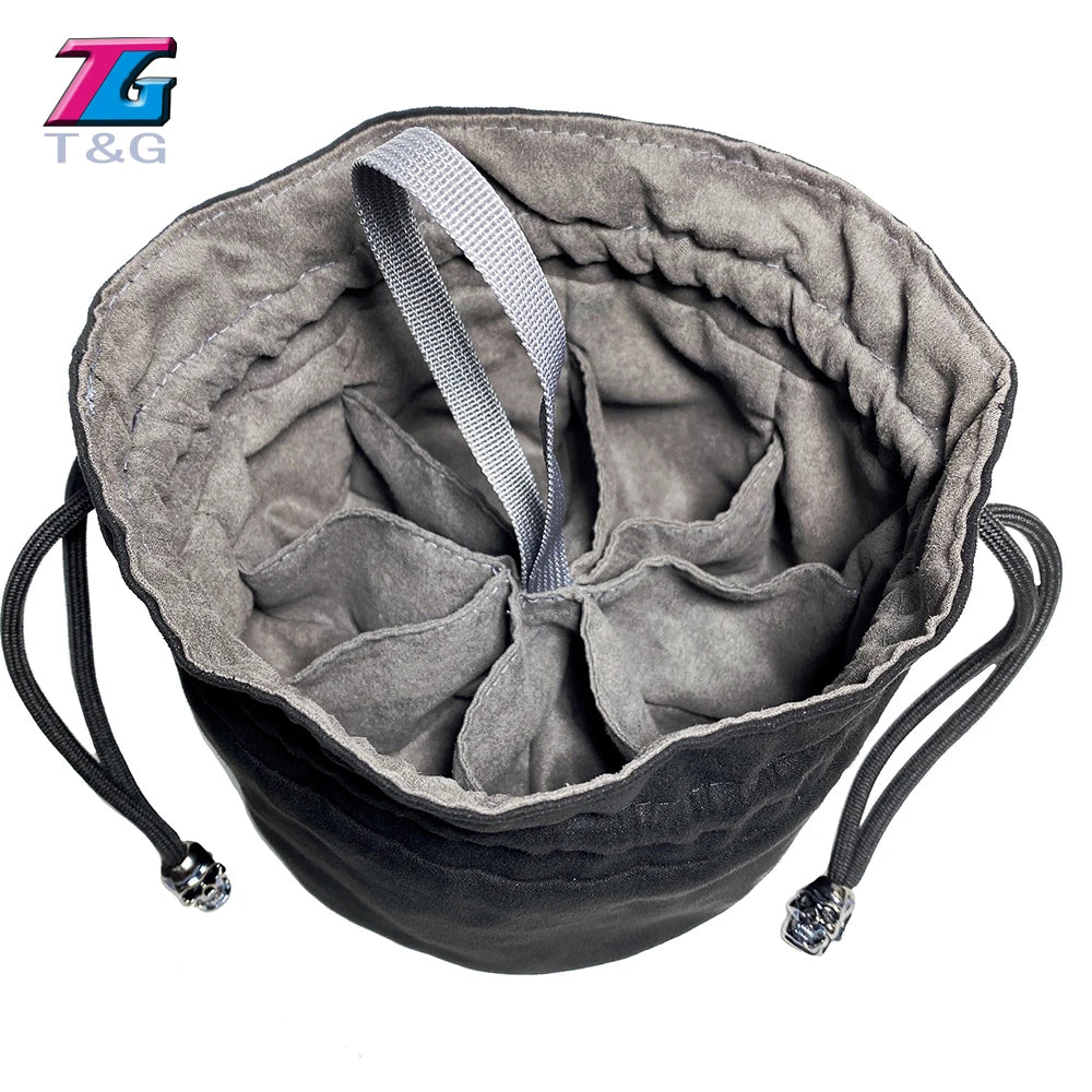 Velvet Dice Storage Bag with Interior Pockets