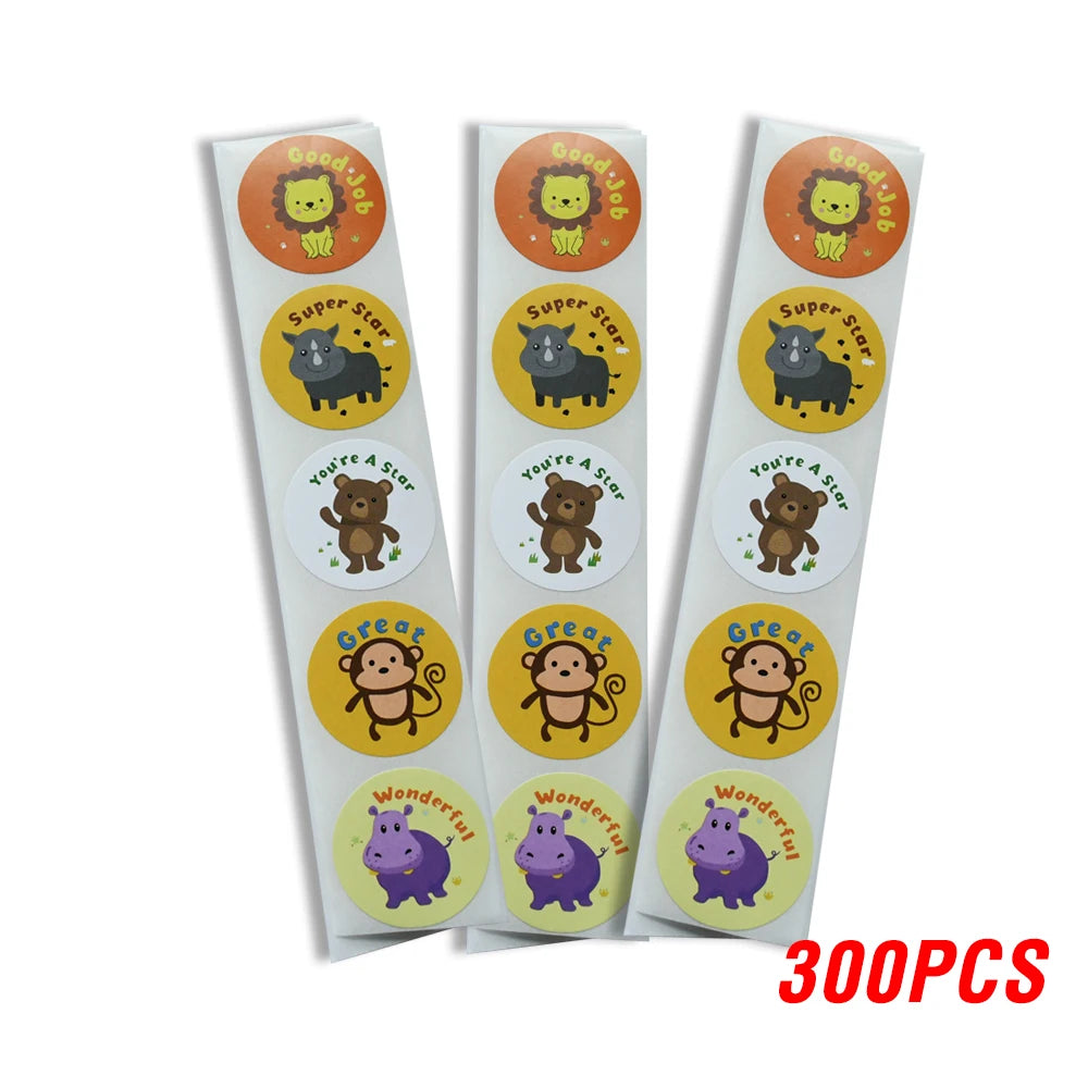 Spanish Motivational Reward Stickers for Kids – Cute Animal Encouragement Sticker Roll
