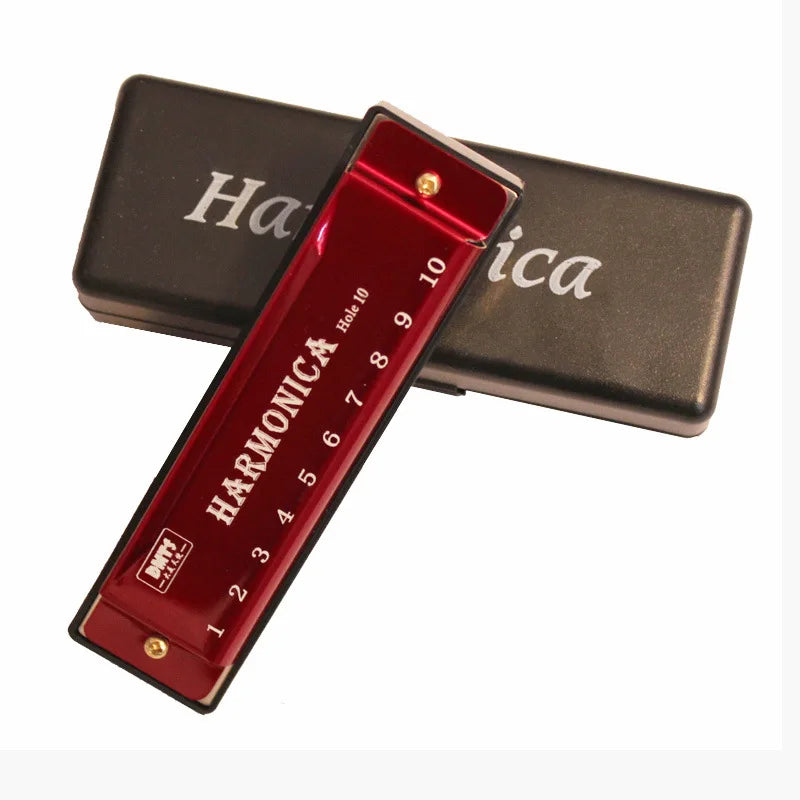 10-Hole Diatonic Harmonica in C with Case