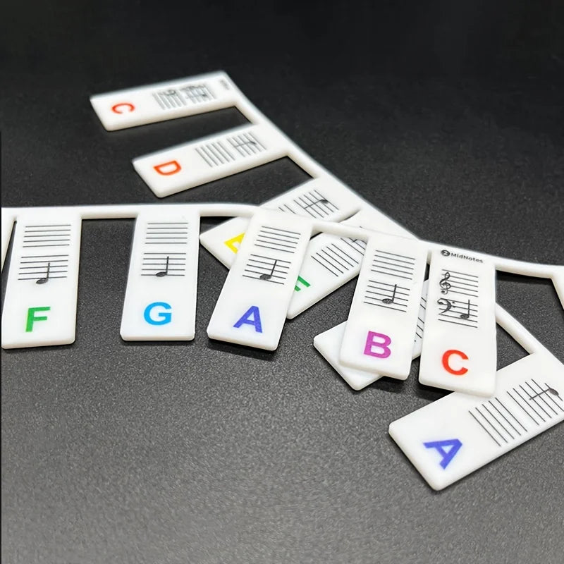 Reusable Silicone Piano Key Note Labels for 88-Key Full Size Keyboards