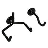 Black metal guitar wall mount hanger with a curved hook and mounting plate.