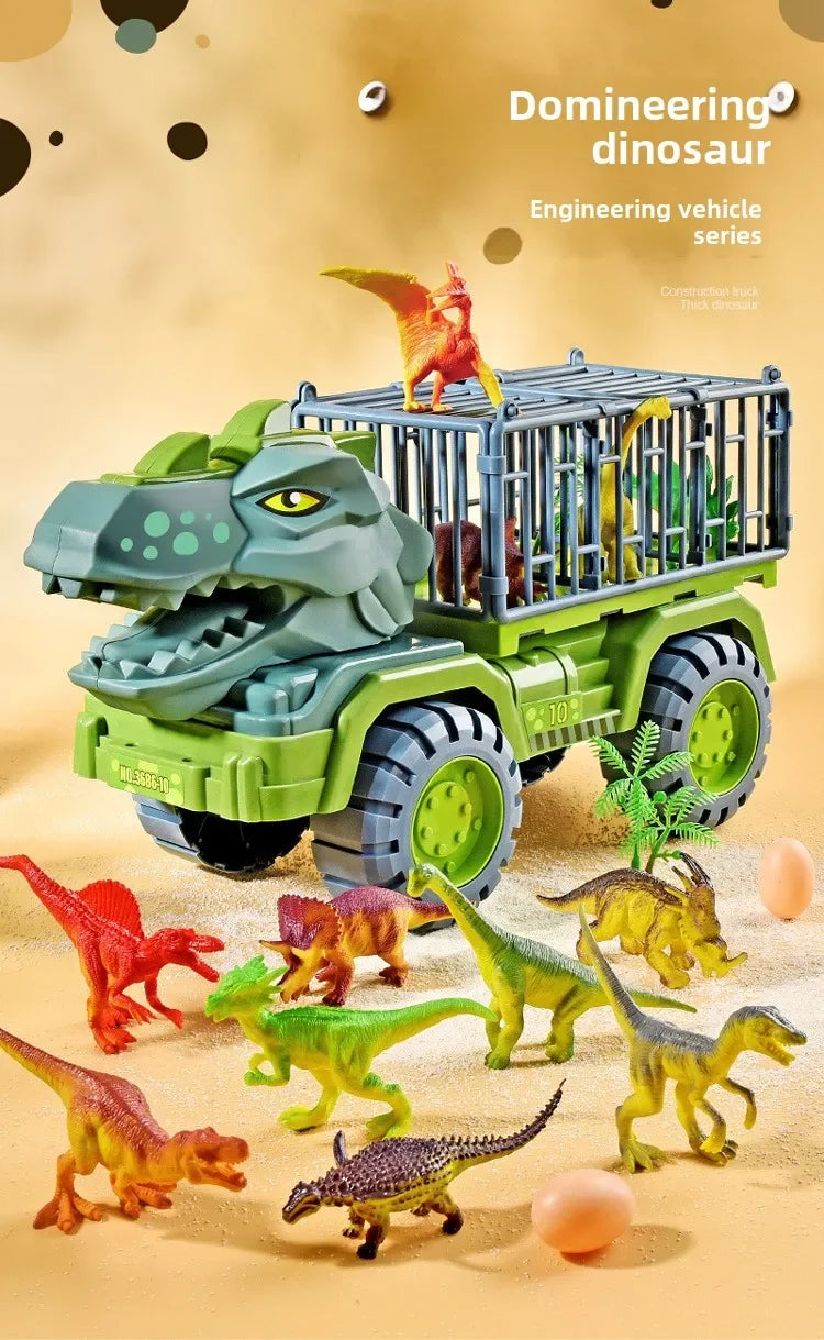 Dinosaur Transport Truck Carrier Playset with Tyrannosaurus Rex