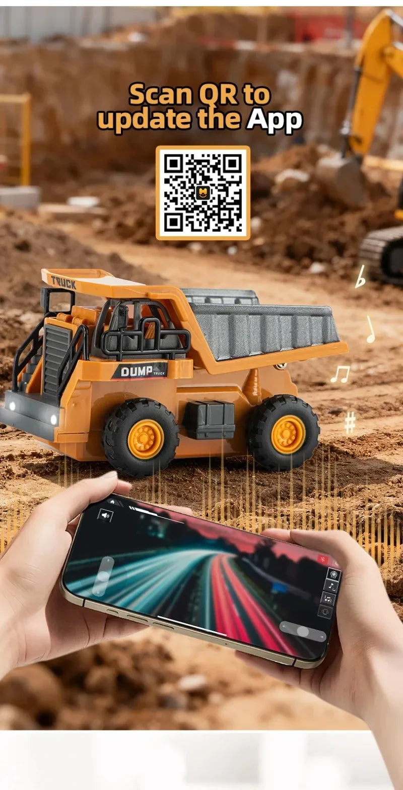 1:64 Scale Remote Control Engineering Vehicle with Lights and Sounds