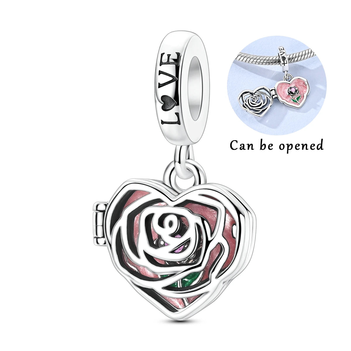 925 Sterling Silver Heart Charm Beads for Bracelets and Necklaces