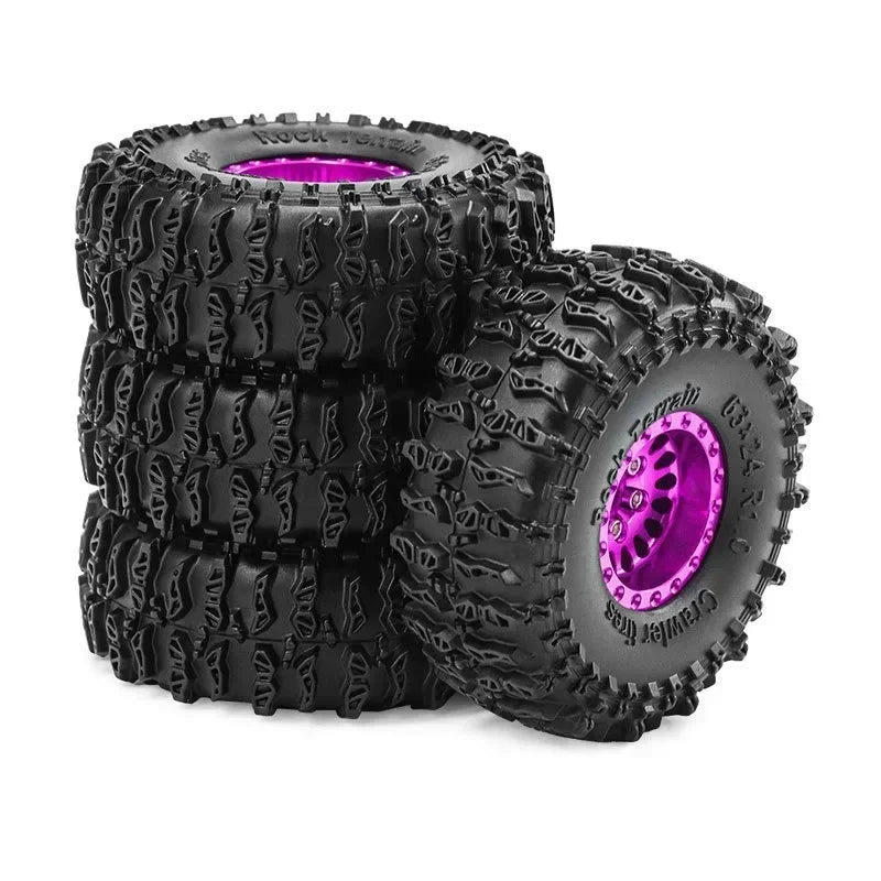 1/18 RC Crawler Metal Beadlock Wheel and Tire Set (4 pcs)