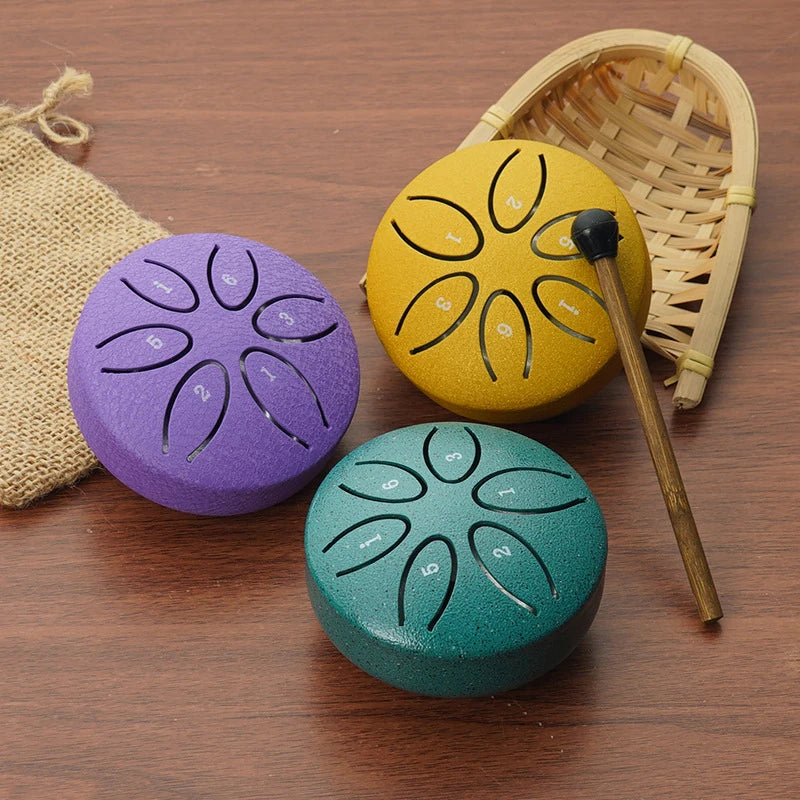 Mini Steel Tongue Drum with Mallet – 6 Notes, Portable Hand Pan for Meditation & Yoga