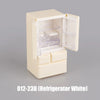 A white dollhouse furniture playset featuring a mini kitchen and living room set.