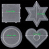 A set of silicone fuse beads for crafting, including a square, a star, and a heart shape.