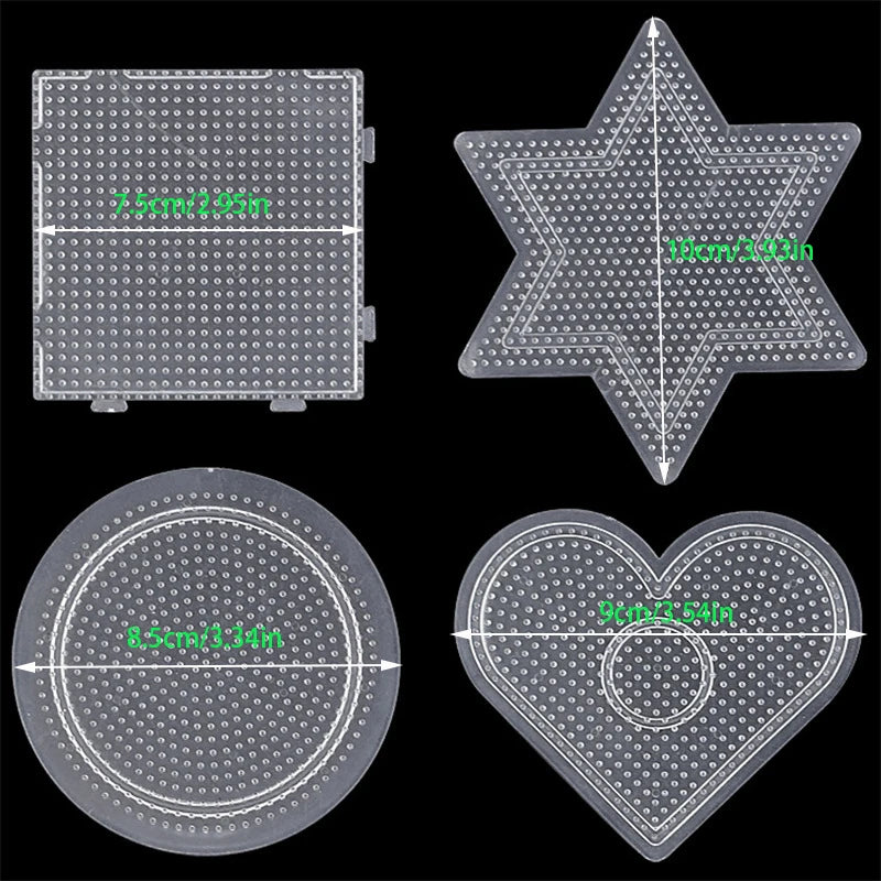A set of silicone fuse beads for crafting, including a square, a star, and a heart shape.