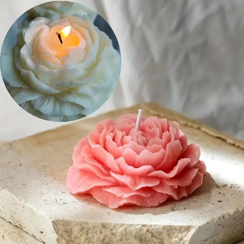 Pink peony flower silicone mold for baking chocolate soap and craft