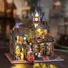 A detailed wooden miniature rail-track city dollhouse kit featuring architecture and furniture.