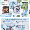 A display of a 50-piece four seasons scenery sticker variety pack featuring various nature and seasonal images.