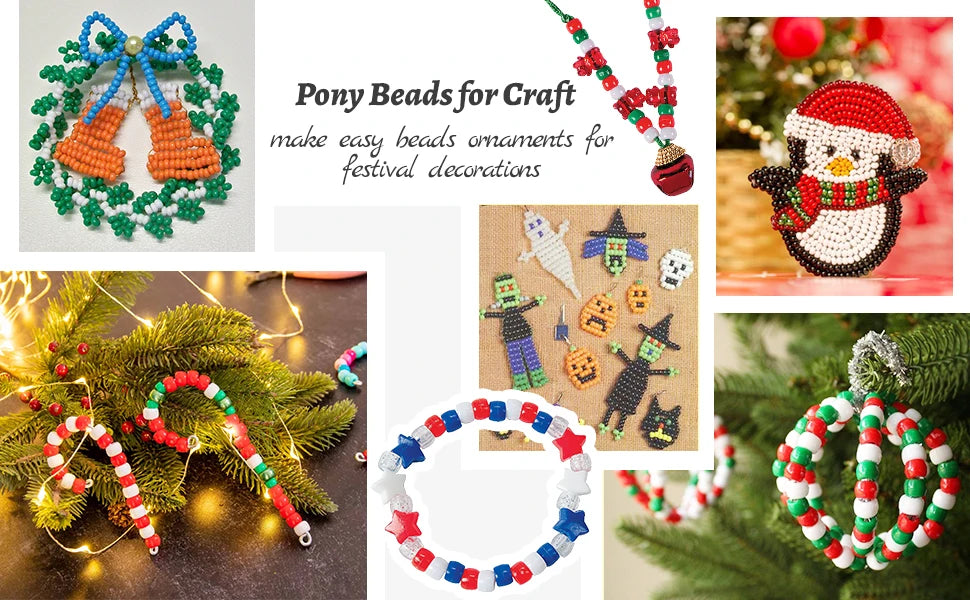 Assortment of multicolor pony beads used for craft decorations and jewelry making