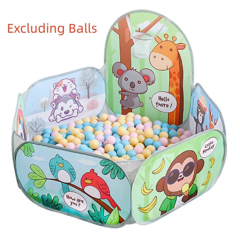 Kids Indoor Play Tent with Ball Pit and Basketball Hoop