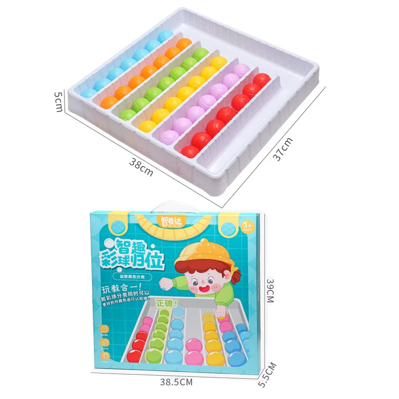 Rainbow Ball Sorting Board Game for Kids