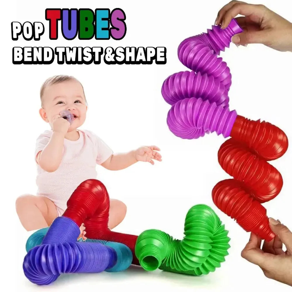 Colorful Telescopic Pop Tubes Sensory Toy Set (8 Pieces)