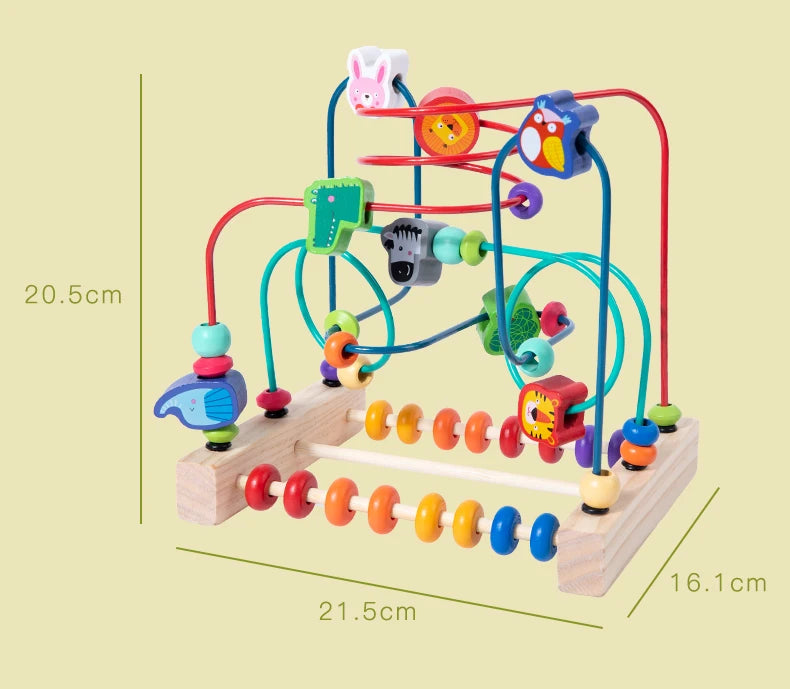 Wooden Bead Maze Roller Coaster with Abacus for Toddlers