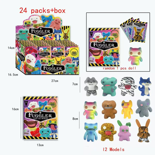 A box of 24 packs plus a box of Fuggler funny doll monster figures and twelve models.