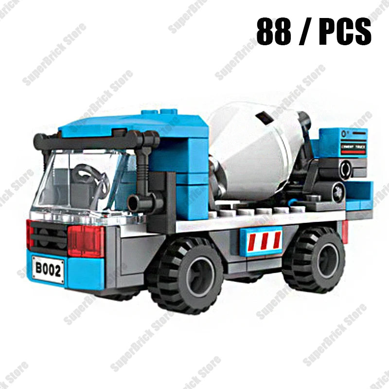 An 88 piece building block set of a police helicopter and SWAT carrier vehicle.