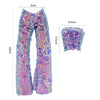 A pair of sparkly pink and purple sequin party trousers for fashion dolls.