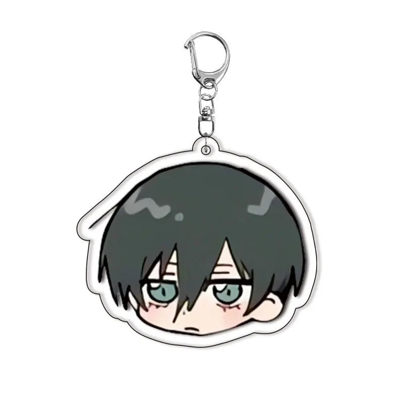 Acrylic keychain set featuring characters Isagi, Bachira, and Kunigami from Blue Lock
