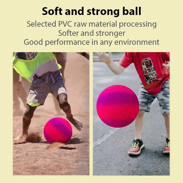 Nahaufnahme eines rosa Springballs, der von Kindern im Freien beim Sport genutzt wird