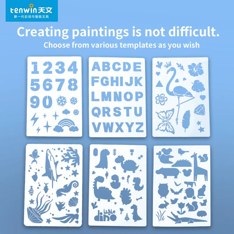 A set of twelve printable art templates featuring various animals and natural elements for kids