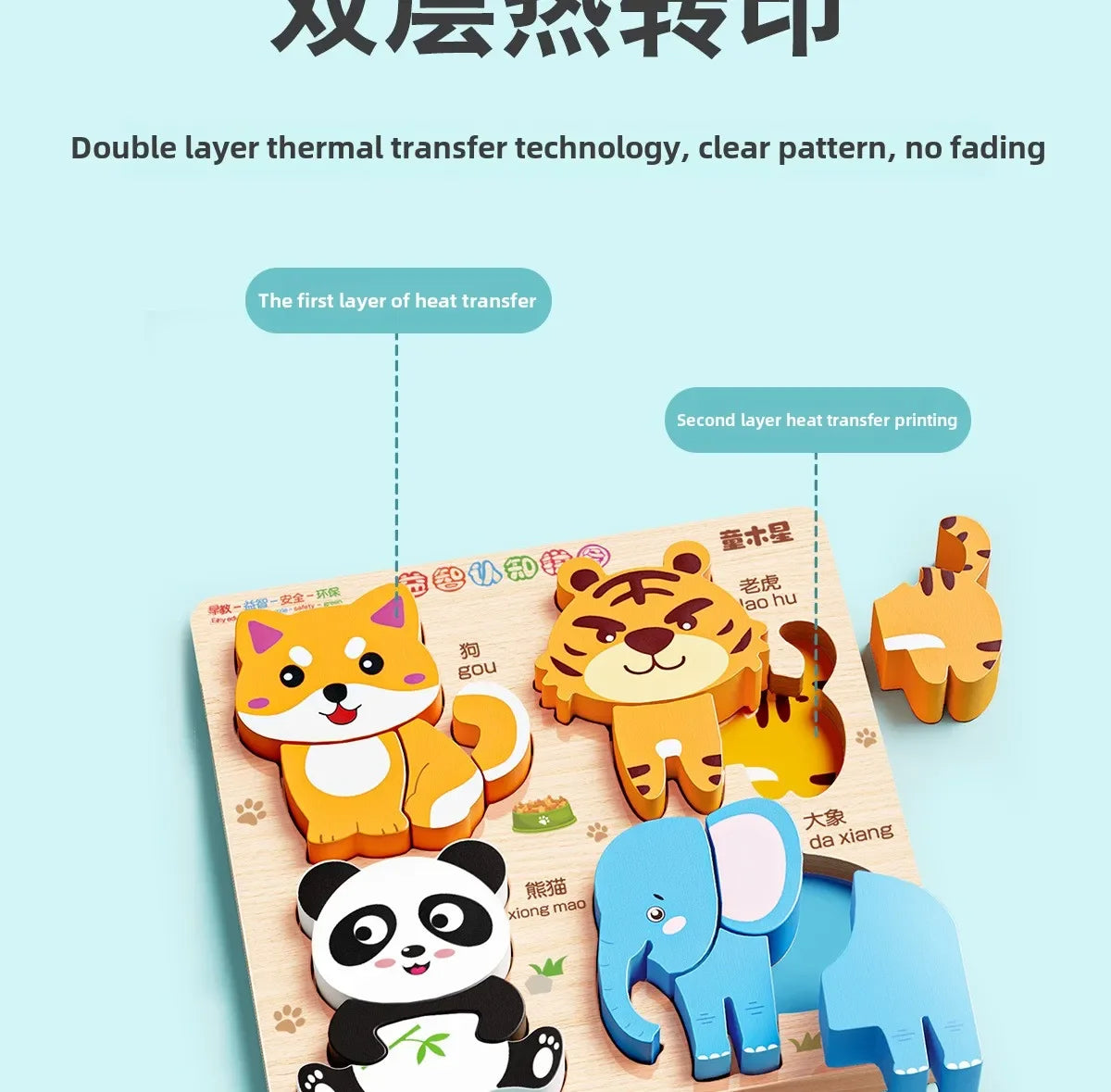 Montessori 3D Wooden Animal & Traffic Puzzle for Kids