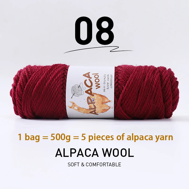Luxurious Alpaca Wool Blend Yarn — 500g Thick Knitting Yarn