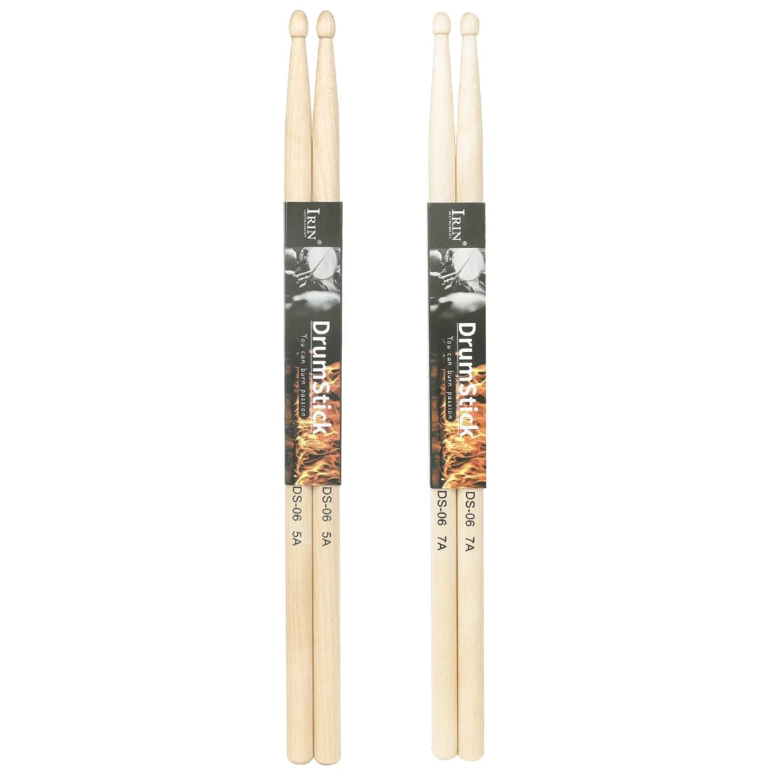 A set of maple drumsticks in sizes DS-06 5A and DS-06 7A.