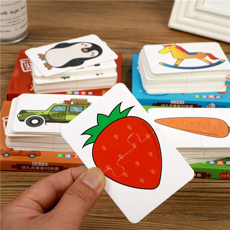 Toddler Animal & Fruit Puzzle Cards with Truck Matching Game