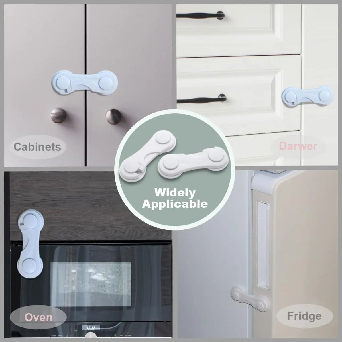 Adhesive Cabinet Locks for Baby Safety – Childproof Drawer and Cupboard Latches