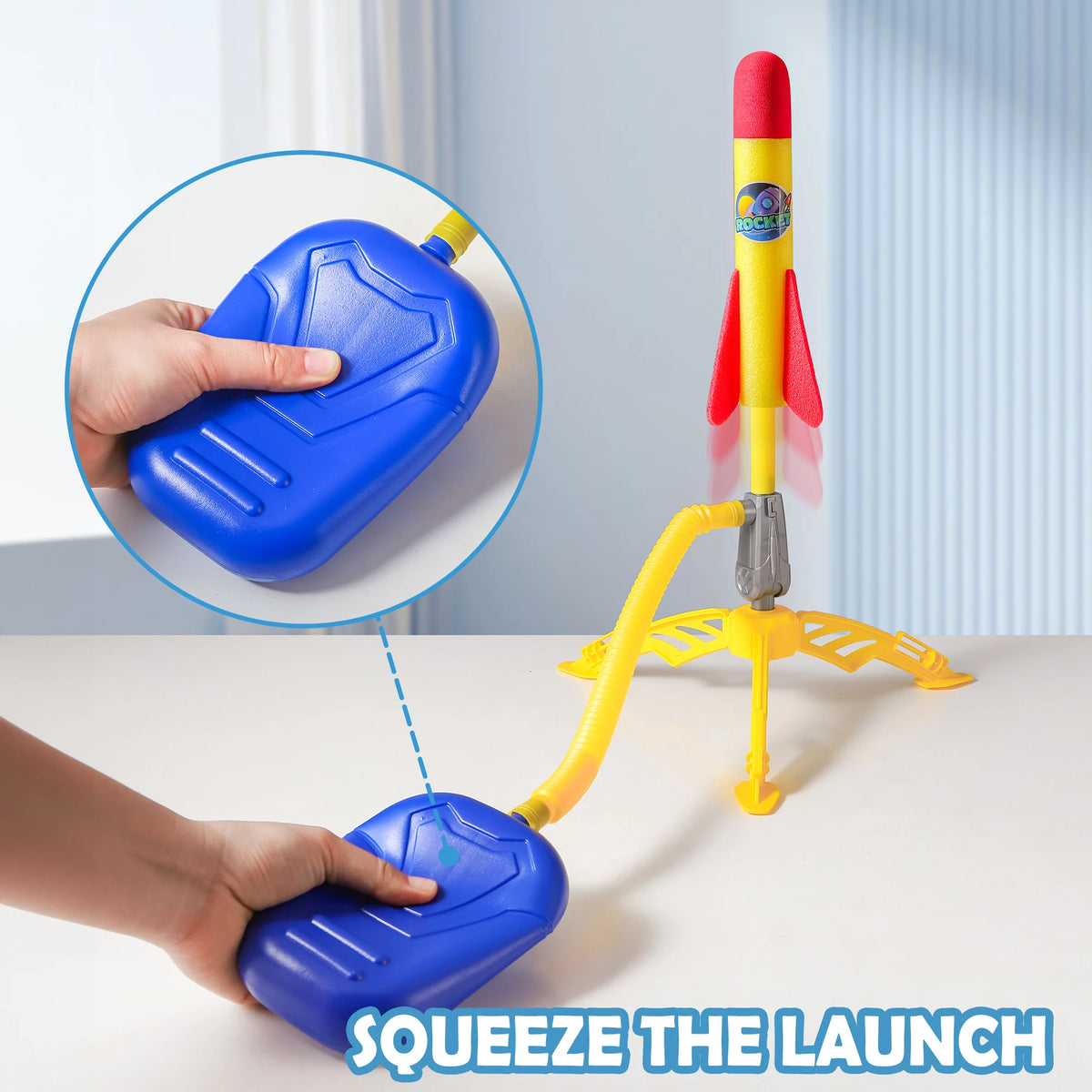 Stomp Rocket Launcher Outdoor Toy with 2 Rockets – Kids Active Play Game