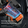 Close-up of a futuristic electric high-speed rapid fire device with glowing blue and orange accents.