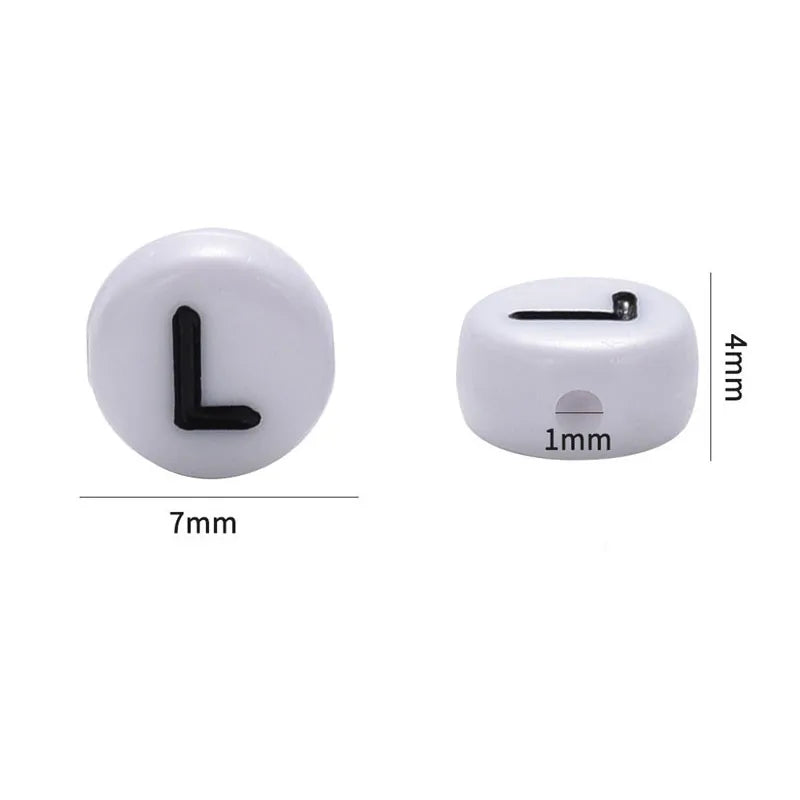 White acrylic letter bead shaped like the letter L for jewelry making