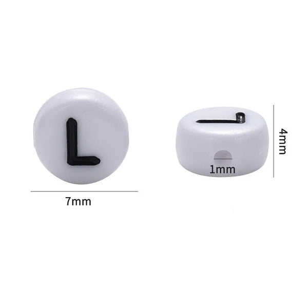 Weiße Acryl-Buchstabenperle in L-Form für die Schmuckherstellung