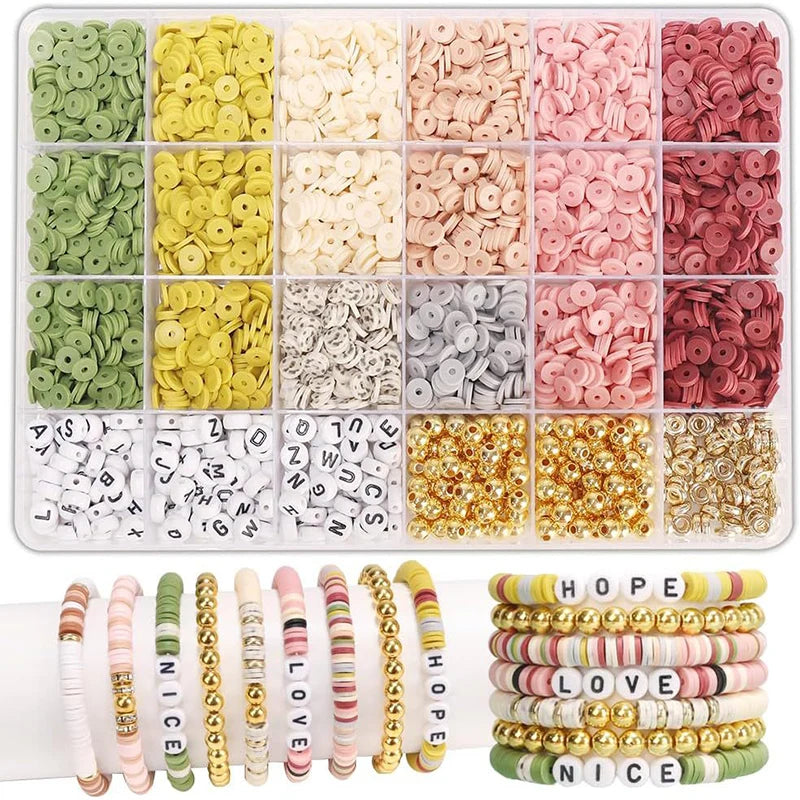 DIY Clay Bead Bracelet Making Kit with Golden Letter Beads