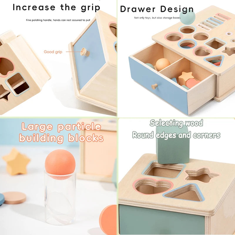 Wooden Color Shape Sorter with Drawer Box – Montessori Learning Toy