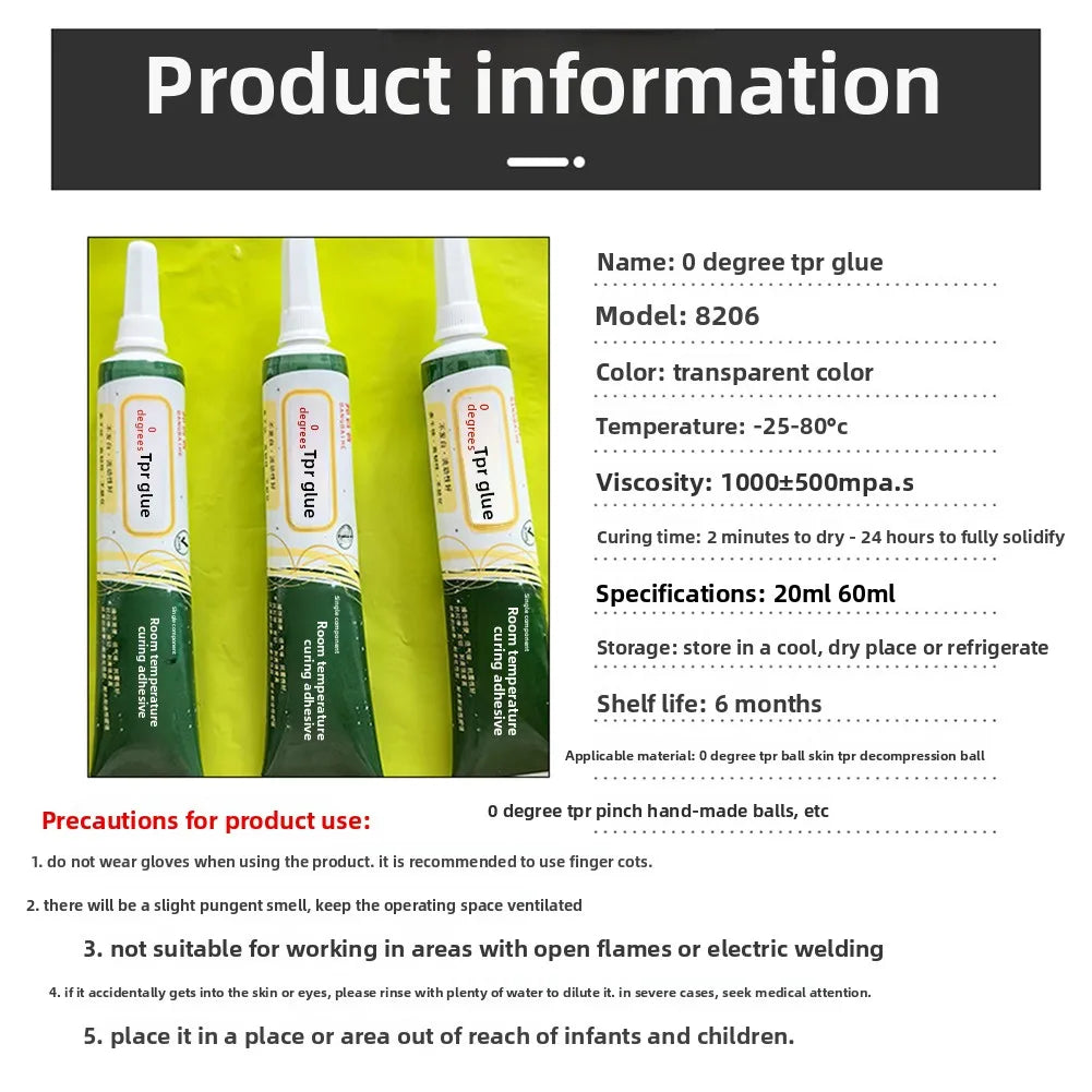 Three bottles of transparent TPR glue for repair and strengthening squishies or squeeze balls