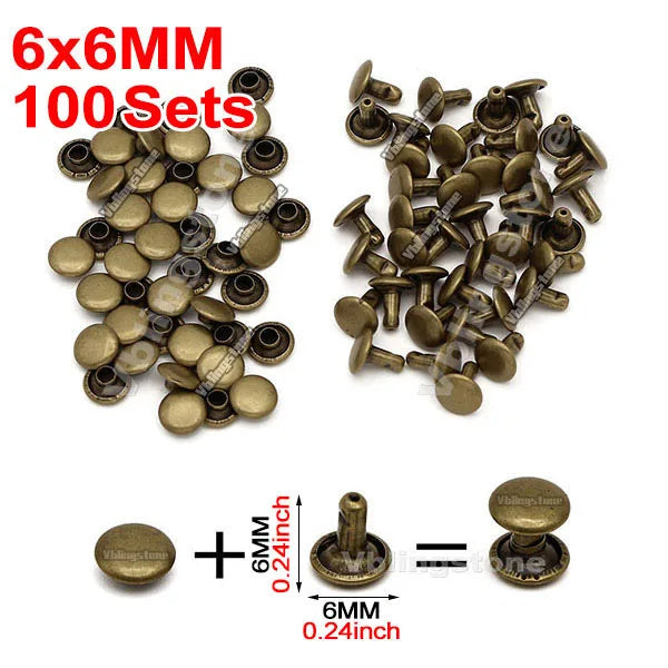 A set of 100 brass-colored 6x6mm leather-style handmade tags for crafts and sewing.